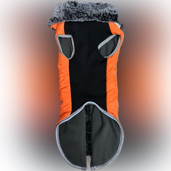 New Medium Weather Resistant, Reflective Orange Dog Jacket - Picture 2 of 3